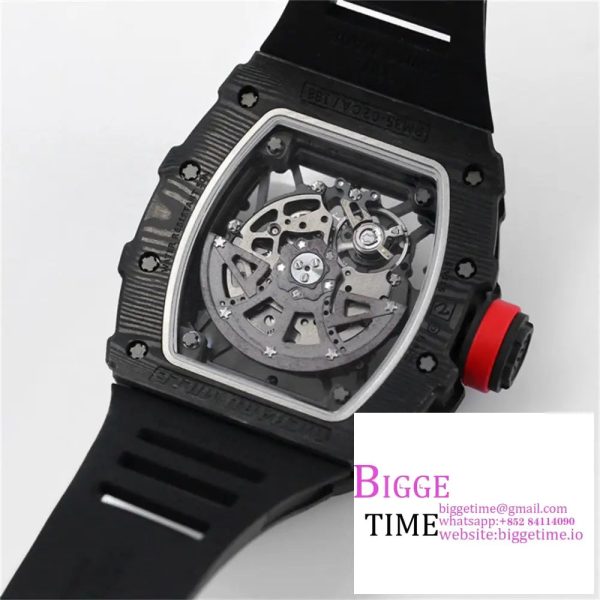 RM035-02 Real NTPT Skeleton Dial Red Crown Black Rubber Strap T+F NH05A - Image 9