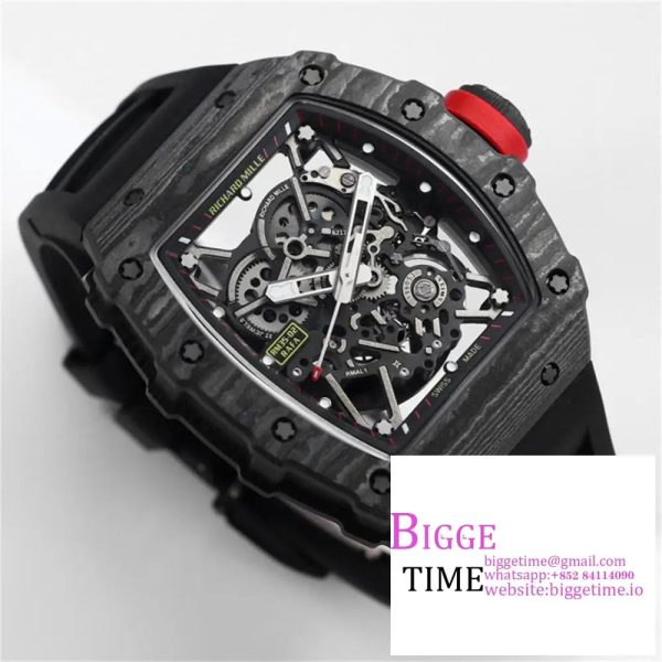 RM035-02 Real NTPT Skeleton Dial Red Crown Black Rubber Strap T+F NH05A - Image 5