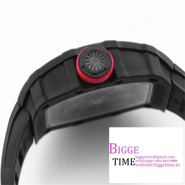 RM035-02 Real NTPT Skeleton Dial Red Crown Black Rubber Strap T+F NH05A - Image 6