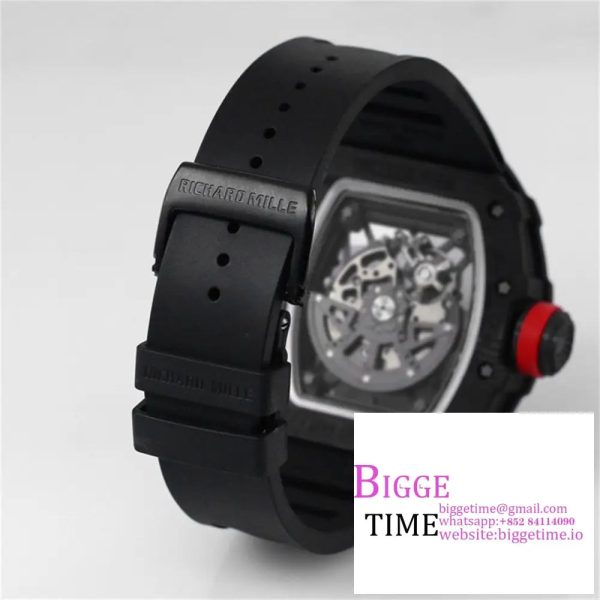 RM035-02 Real NTPT Skeleton Dial Red Crown Black Rubber Strap T+F NH05A - Image 8