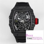 RM035-02 Real NTPT Skeleton Dial Red Crown Black Rubber Strap T+F NH05A