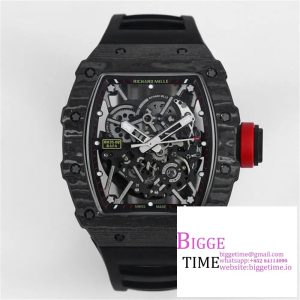 RM035-02 Real NTPT Skeleton Dial Red Crown Black Rubber Strap T+F NH05A