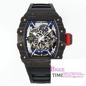 RM035-02 Real NTPT Skeleton Dial Red Crown Black Rubber Strap ZF NH05A