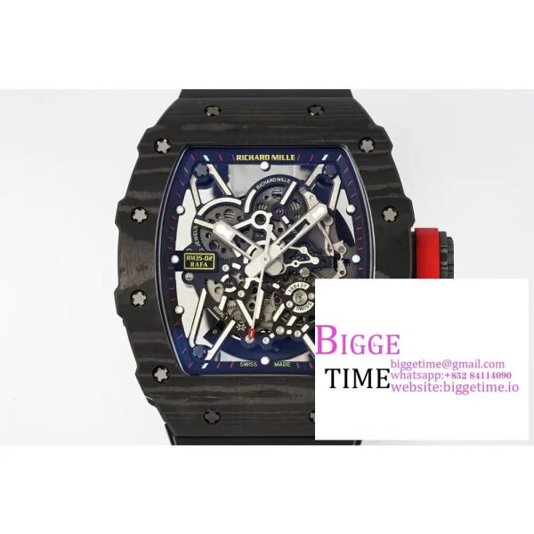 RM035-02 Real NTPT Skeleton Dial Red Crown Black Rubber Strap ZF NH05A - Image 7