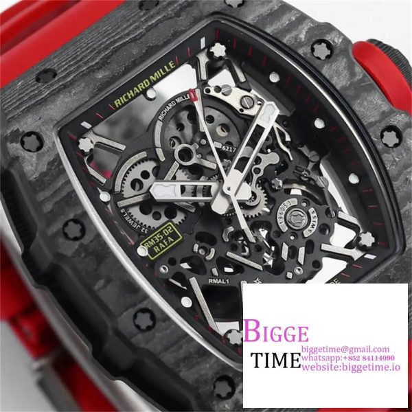 RM035-02 Real NTPT Skeleton Dial Red Crown Red Rubber Strap ZF NH05A - Image 3