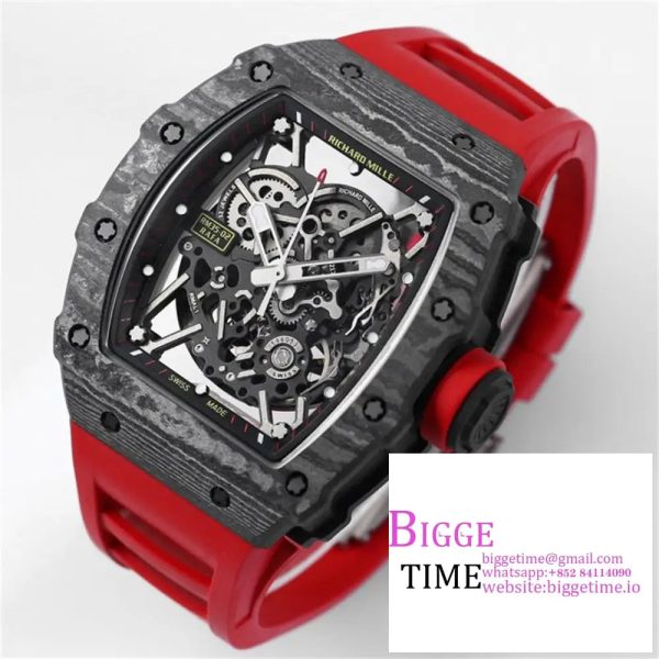 RM035-02 Real NTPT Skeleton Dial Red Crown Red Rubber Strap ZF NH05A - Image 2