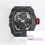 RM035-02 Real NTPT Skeleton Dial Red Crown White Rubber Strap T+F NH05A