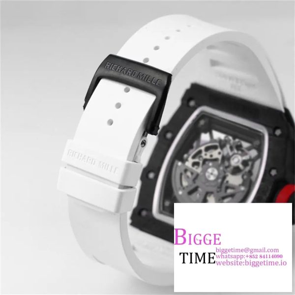 RM035-02 Real NTPT Skeleton Dial Red Crown White Rubber Strap T+F NH05A - Image 7