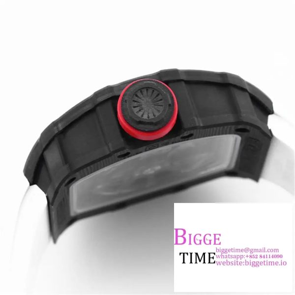RM035-02 Real NTPT Skeleton Dial Red Crown White Rubber Strap T+F NH05A - Image 8