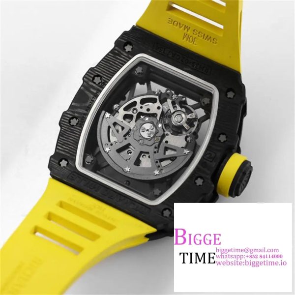 RM035-02 Real NTPT Skeleton Dial Yellow Crown Yellow Rubber Strap T+F NH05A - Image 7