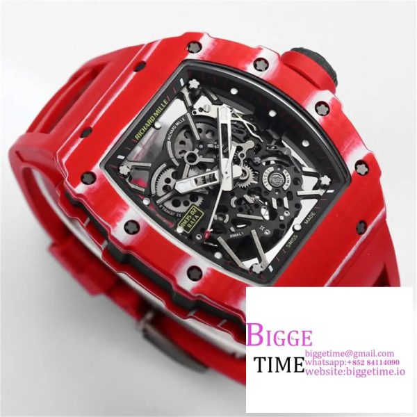 RM035-02 Red Real NTPT Skeleton Dial Red Crown Red Rubber Strap BBRF NH05A - Image 2