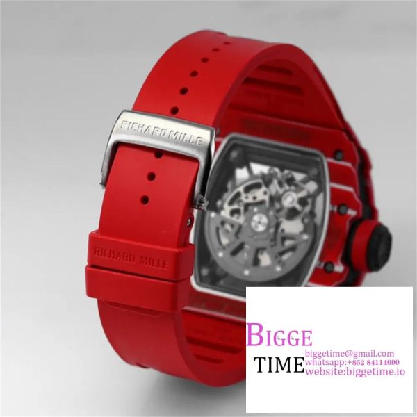 RM035-02 Red Real NTPT Skeleton Dial Red Crown Red Rubber Strap BBRF NH05A - Image 8
