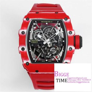 RM035-02 Red Real NTPT Skeleton Dial Red Crown Red Rubber Strap BBRF NH05A
