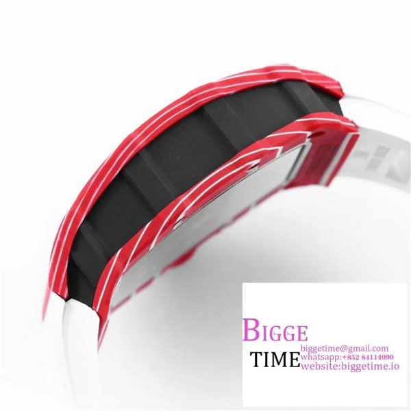 RM035-02 Red Real NTPT Skeleton Dial Red Crown White Rubber Strap BBRF NH05A - Image 9