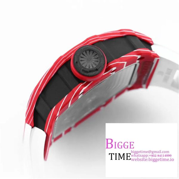 RM035-02 Red Real NTPT Skeleton Dial Red Crown White Rubber Strap BBRF NH05A - Image 8