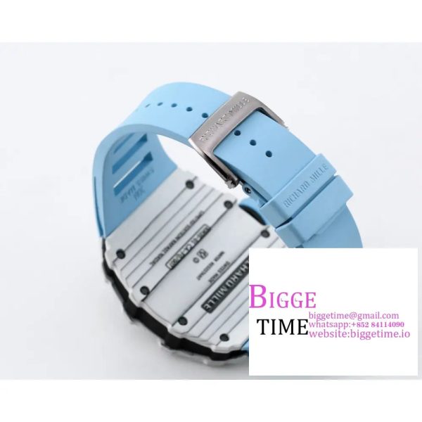 RM035 White Real NTPT Skeleton Dial Blue Crown Blue Rubber Strap RMF NH05A - Image 7