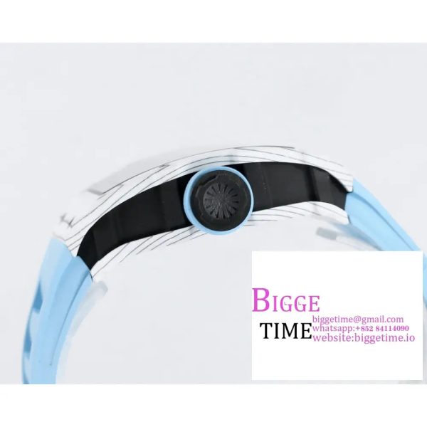 RM035 White Real NTPT Skeleton Dial Blue Crown Blue Rubber Strap RMF NH05A - Image 9