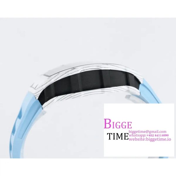 RM035 White Real NTPT Skeleton Dial Blue Crown Blue Rubber Strap RMF NH05A - Image 8