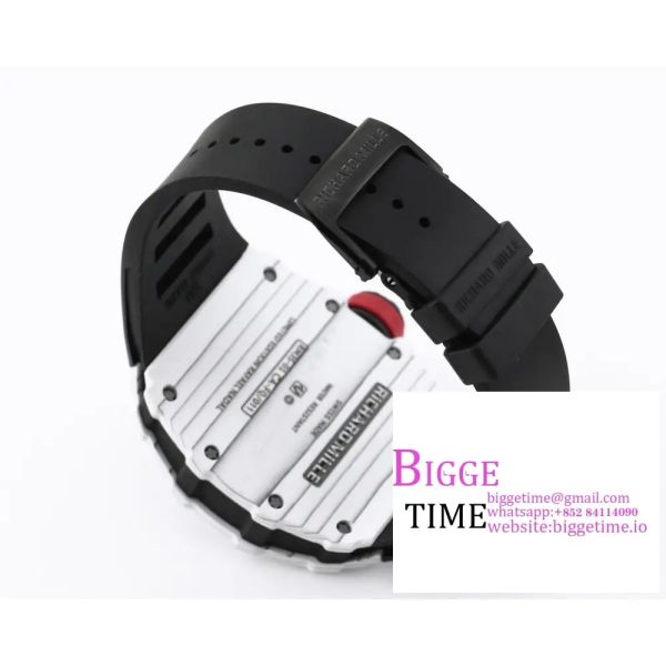 RM035 White Real NTPT Skeleton Dial Red Crown Black Rubber Strap RMF NH05A - Image 8
