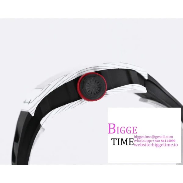 RM035 White Real NTPT Skeleton Dial Red Crown Black Rubber Strap RMF NH05A - Image 7