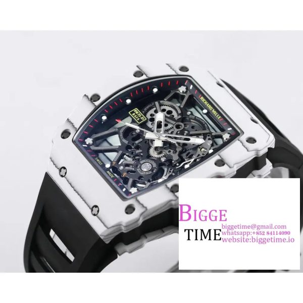 RM035 White Real NTPT Skeleton Dial Red Crown Black Rubber Strap RMF NH05A - Image 4