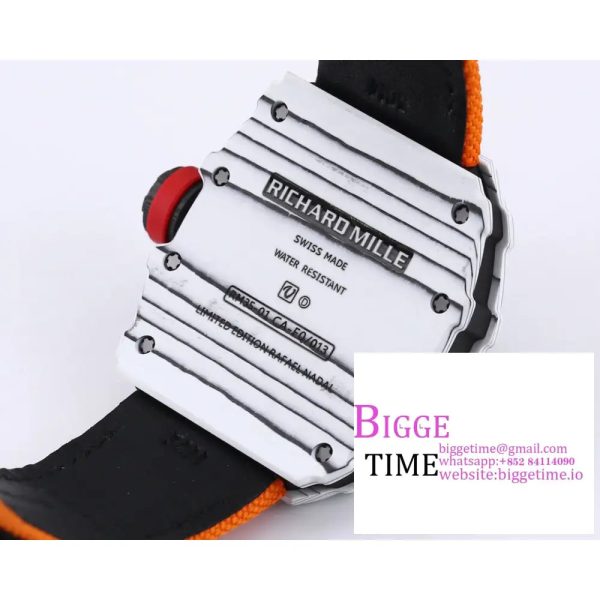 RM035 White Real NTPT Skeleton Dial Red Crown Orange Rubber Strap RMF NH05A - Image 9