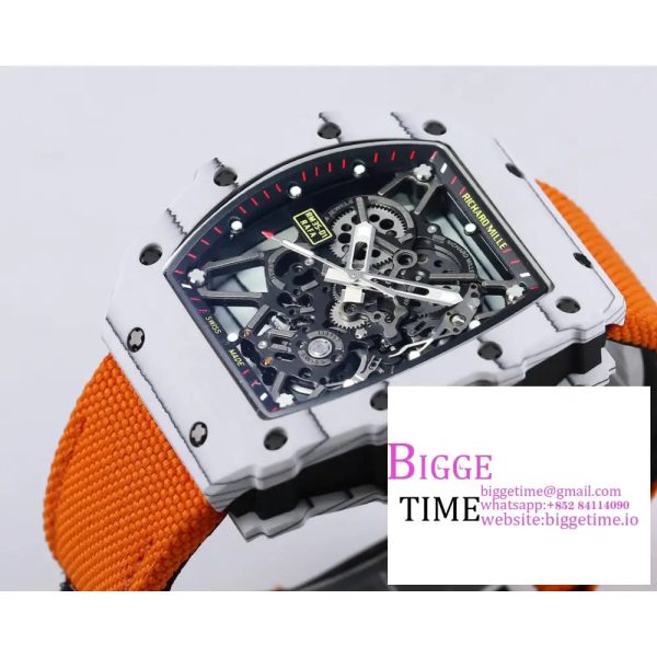 RM035 White Real NTPT Skeleton Dial Red Crown Orange Rubber Strap RMF NH05A - Image 5