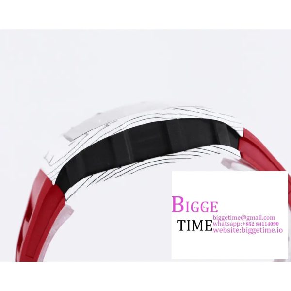 RM035 White Real NTPT Skeleton Dial Red Crown Red Rubber Strap T+F NH05A - Image 7