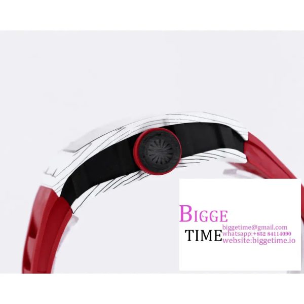 RM035 White Real NTPT Skeleton Dial Red Crown Red Rubber Strap T+F NH05A - Image 6