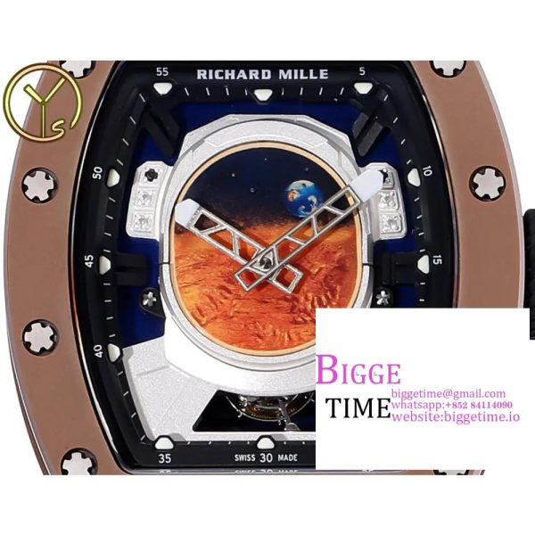 RM052 Tourbillon Brown Titanium Skeleton Dial Orange Rubber Strap YSF Tourb - Image 2