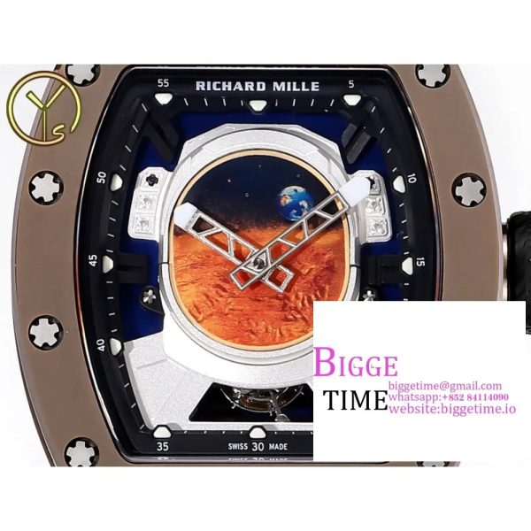 RM052 Tourbillon Brown Titanium Skeleton Dial White Rubber Strap YSF Tourb - Image 4