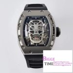 RM052 Tourbillon Silver PVD Skeleton Dial Black Rubber Strap EURF Tourb