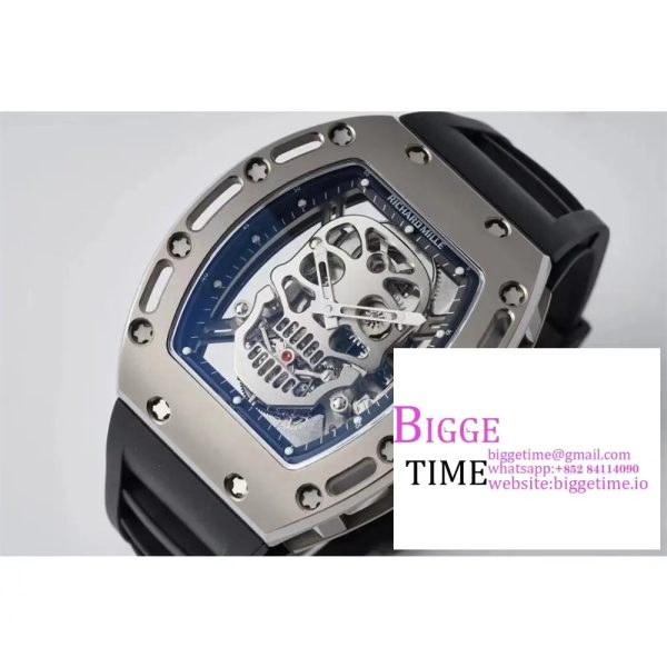 RM052 Tourbillon Silver PVD Skeleton Dial Black Rubber Strap EURF Tourb - Image 3