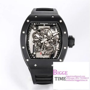 RM055 Black Ceramic Skeleton Dial Black Crown Black Rubber Strap BBRF RMUL2