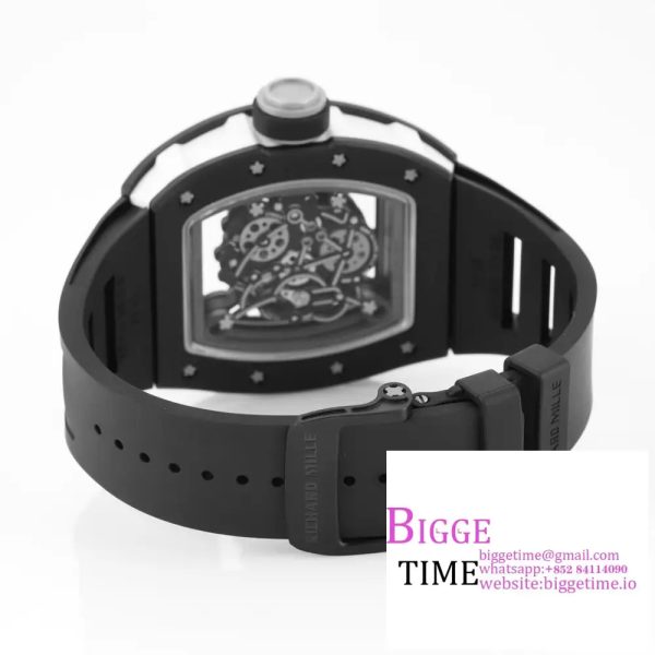RM055 Black Ceramic Skeleton Dial Black Crown Black Rubber Strap KVF NH05 - Image 7