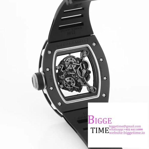 RM055 Black Ceramic Skeleton Dial Black Crown Black Rubber Strap KVF NH05 - Image 5