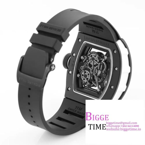 RM055 Black Ceramic Skeleton Dial Black Crown Black Rubber Strap KVF NH05 - Image 6