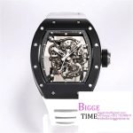 RM055 Black Ceramic Skeleton Dial Black Crown White Rubber Strap BBRF RMUL2
