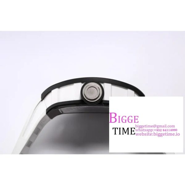 RM055 Black Ceramic Skeleton Dial Black Crown White Rubber Strap BBRF RMUL2 - Image 8
