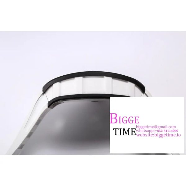 RM055 Black Ceramic Skeleton Dial Black Crown White Rubber Strap BBRF RMUL2 - Image 9