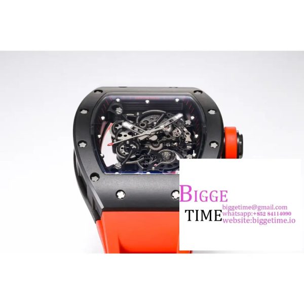 RM055 Black Ceramic Skeleton Dial Red Crown Red Rubber Strap BBRF RMUL2 - Image 5