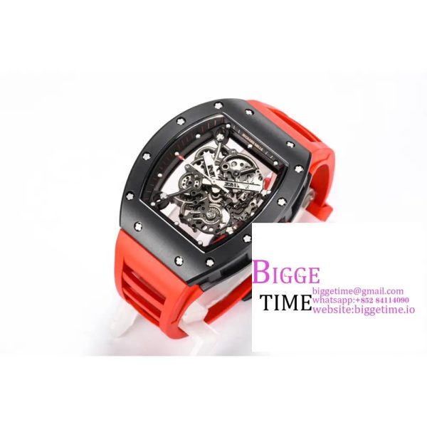 RM055 Black Ceramic Skeleton Dial Red Crown Red Rubber Strap BBRF RMUL2 - Image 2