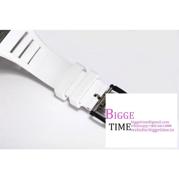 RM055 Black Ceramic Skeleton Dial White Crown White Rubber Strap BBRF RMUL2 - Image 8