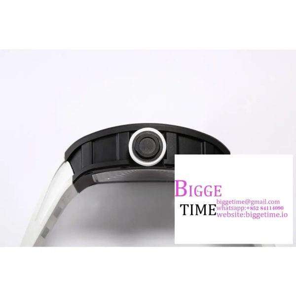 RM055 Black Ceramic Skeleton Dial White Crown White Rubber Strap BBRF RMUL2 - Image 6
