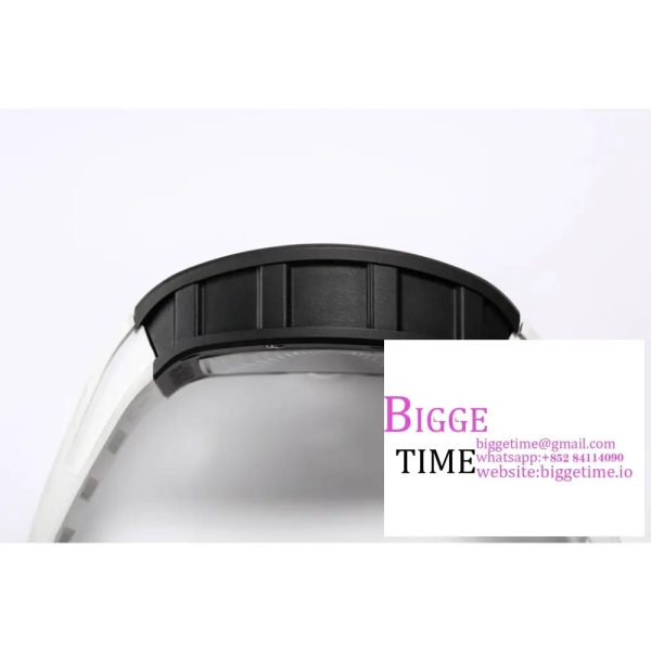 RM055 Black Ceramic Skeleton Dial White Crown White Rubber Strap BBRF RMUL2 - Image 7