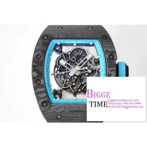 RM055 NTPT ZF 1:1 Best Edition Blue Bezel White Crown on White Rubber Strap RMUL2 - Image 3