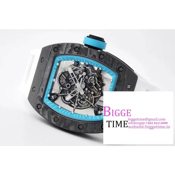 RM055 NTPT ZF 1:1 Best Edition Blue Bezel White Crown on White Rubber Strap RMUL2 - Image 6