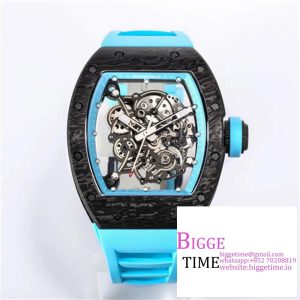 RM055 Real NTPT Skeleton Dial Blue Crown Blue Rubber Strap BBRF RMUL2