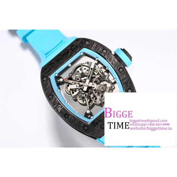 RM055 Real NTPT Skeleton Dial Blue Crown Blue Rubber Strap BBRF RMUL2 - Image 2