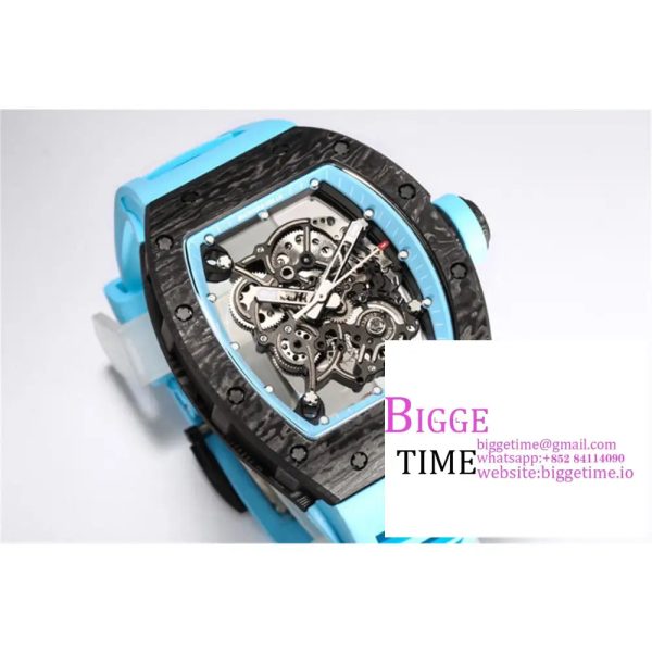 RM055 Real NTPT Skeleton Dial Blue Crown Blue Rubber Strap BBRF RMUL2 - Image 5
